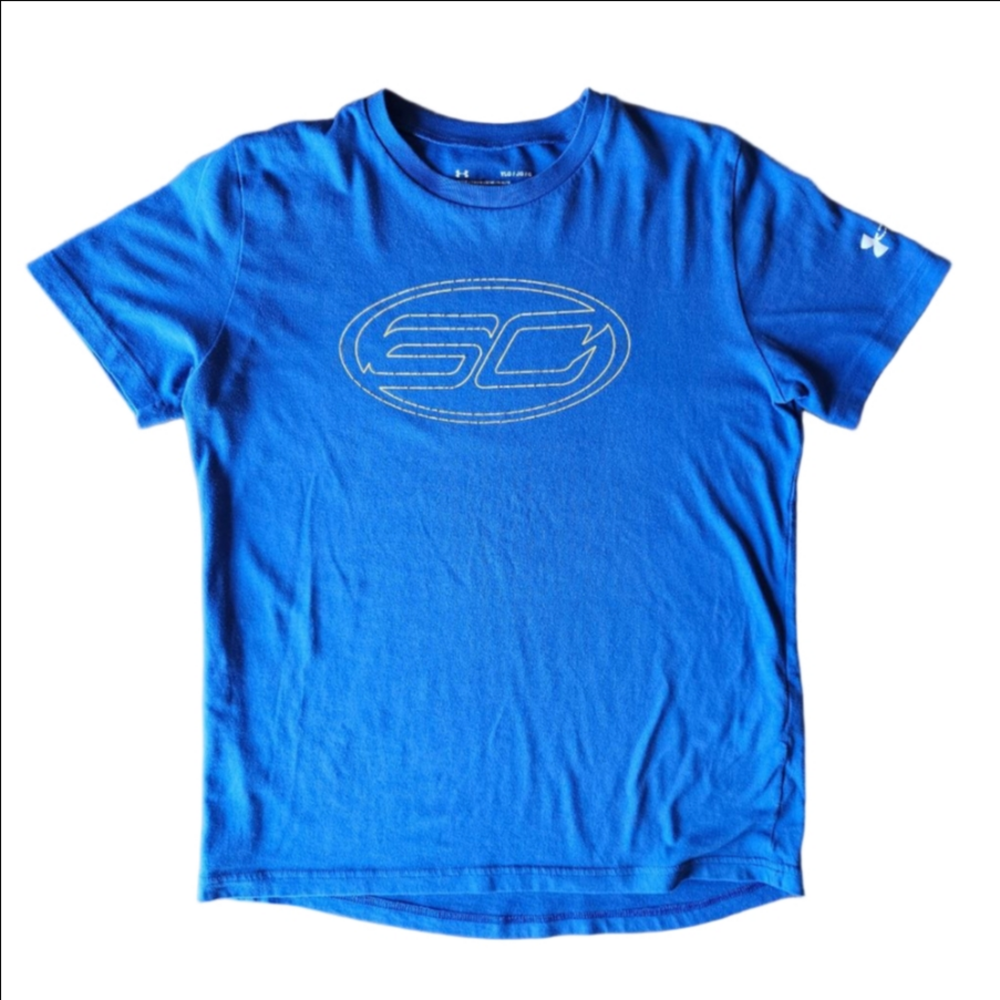Youth Under Armour Steph Curry T-Shirt Blue Size Large